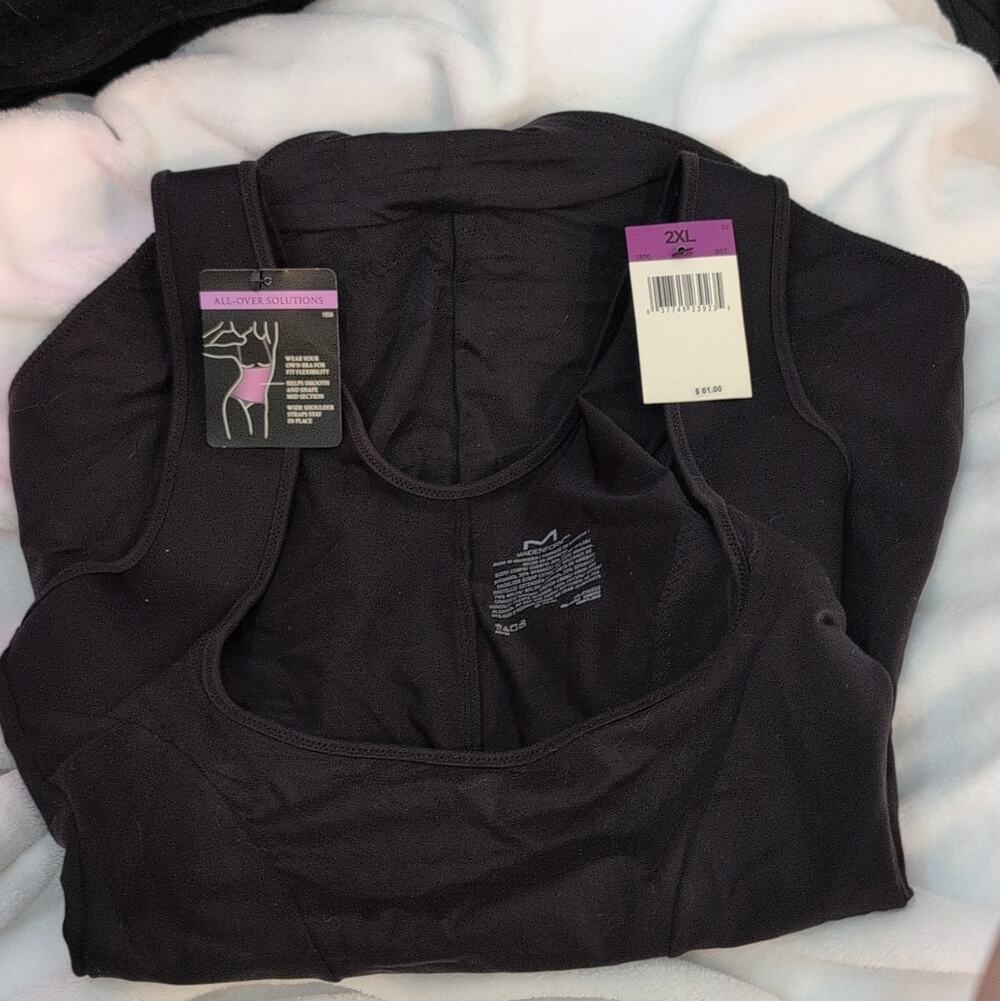 Maidenform Black Firm Control Shapewear Bodysuit Wide Strap 2XL 1856